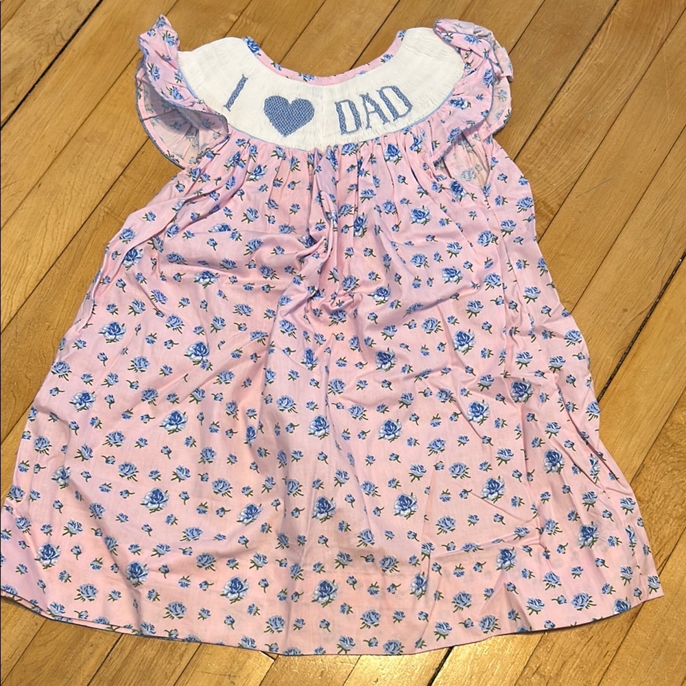 Girls size 4T Pink Floral 'I Love Dad' Dress